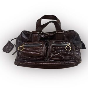 Chloe BETTY Handbag Brown Shiny Leather Shoulder Bag Used Authentic